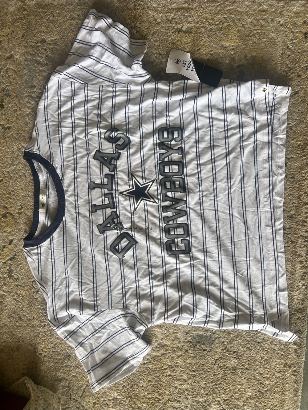 NFL Women’s Dallas Cowboys Striped Tee - White & Navy